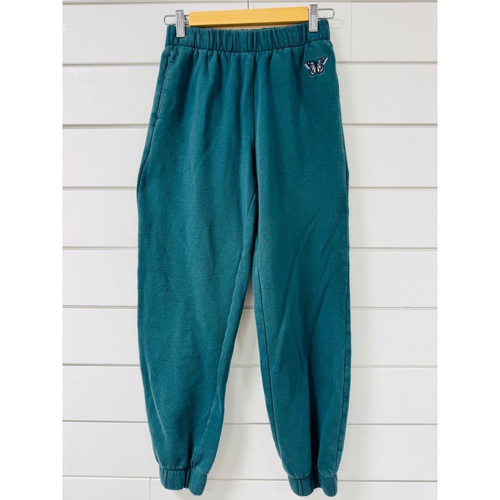 Hollister Ultra High Rise Butterfly Embroidered Sweatpants Teal Green XS Joggers